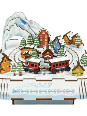 Christmas House Train Music Box DIY Dollhouse Kit