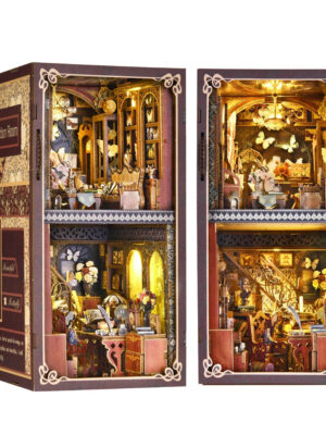 Butterfly Book nook kit Wooden 3D Puzzle DIY Dollhouse Bookshelf Building Model Kit Production High Quality Toys