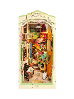 Robotime Rolife Floral Corner Book Nook 3D Wooden Toys for Wife Girls Home Book Shelf Decoration DIY Model Gifts for Family
